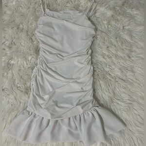 White bodycon ruffled dress